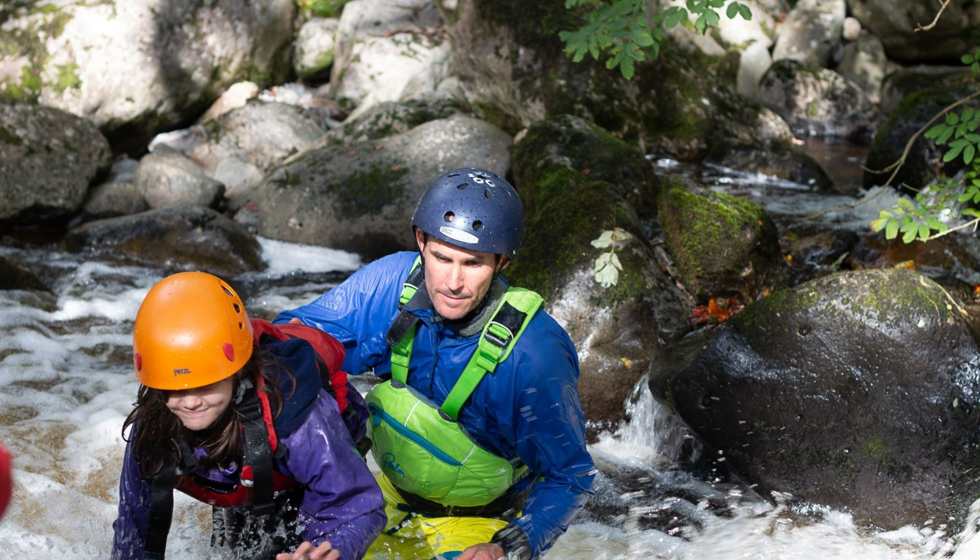Instructor and pupil in river