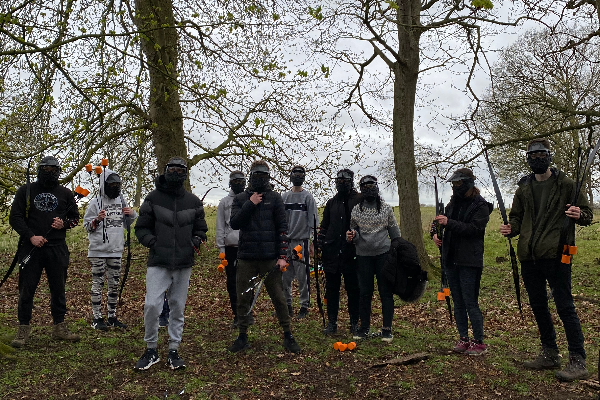 Group of people ready for combat archery