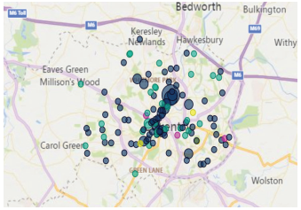 Figure 1: All CQC registered locations across
Coventry (May 2024)